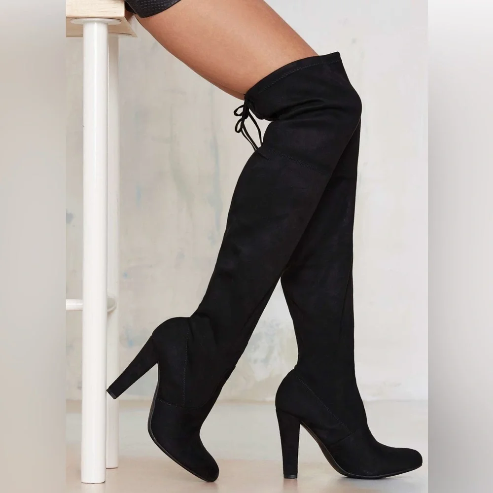 MOVING SALE Steve Madden black over the knee block heel boot